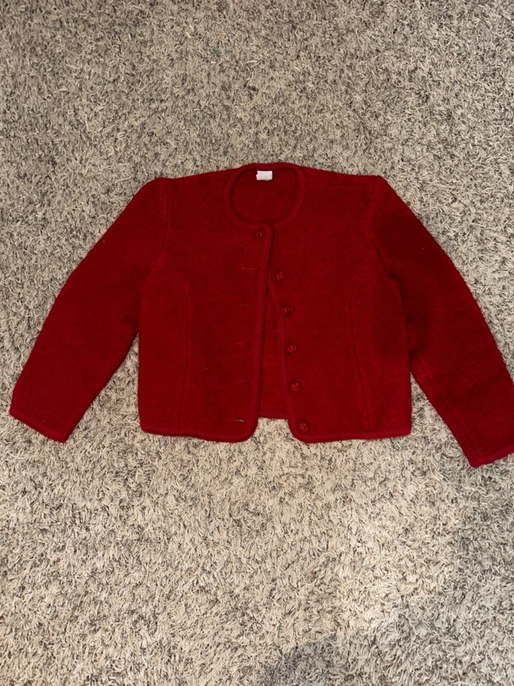 vintage Lands' End women's Crimson Button-Up 100% Wool Cardigan